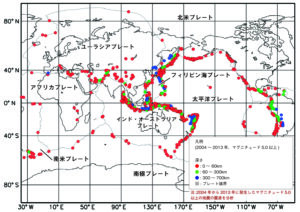 世界の地震分布図